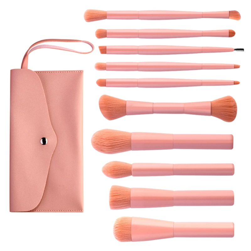 Custom Logo 10PCS Makeup Tool Long Handle Cosmetic Brush Bag Gift Face Beauty Brushes Pink Makeup Brushes Set